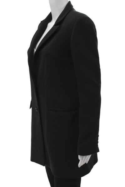 Paul & Joe Womens Black Floral Polyester Overcoat Button Long Sleeve Size 38