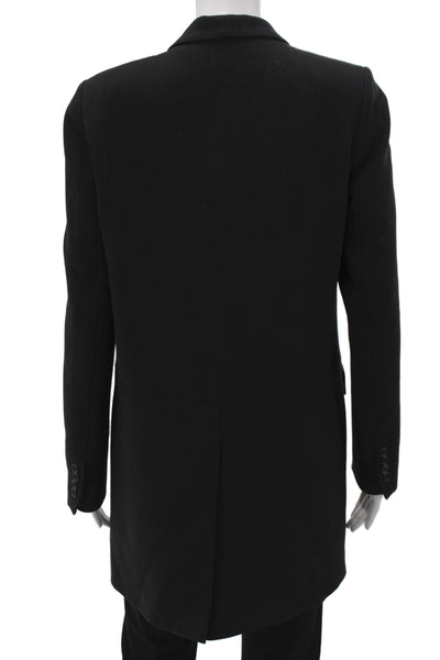 Paul & Joe Womens Black Floral Polyester Overcoat Button Long Sleeve Size 38