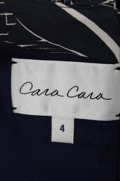 Cara Cara Womens Cropped Floral Tank Sweetheart Neckline Blue Cotton Zip Size 4