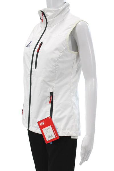 Helly Hansen Womens White Sleeveless Windbreaker Vest Zip Petite Size S