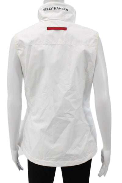 Helly Hansen Womens White Sleeveless Windbreaker Vest Zip Petite Size S