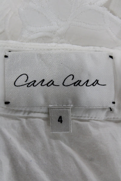 Cara Cara Womens Flare Skirt White Floral Eyelet Mini Size 4