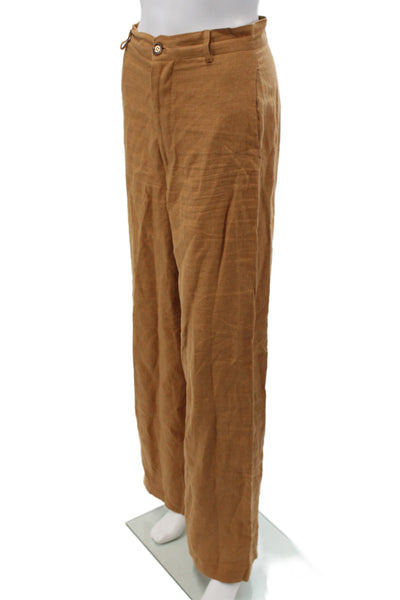 Bardot Womens Brown Linen Dress Pants Button Size 4