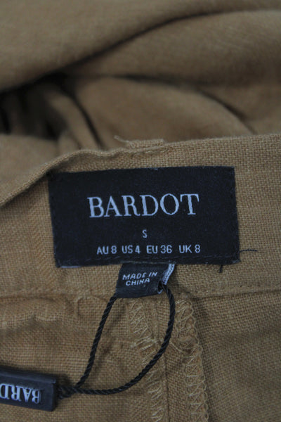 Bardot Womens Brown Linen Dress Pants Button Size 4