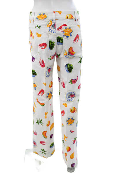 J Crew Womens White Chino Pants Geometric Linen Blend Size 26 Tall
