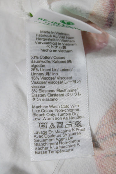 J Crew Womens White Chino Pants Geometric Linen Blend Size 26 Tall