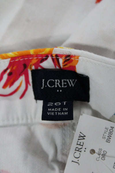 J Crew Womens White Chino Pants Geometric Linen Blend Size 26 Tall