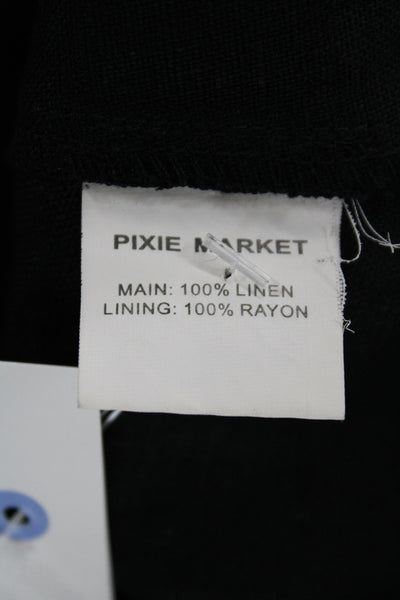 Pixie Market Women Maxi Dress Black Linen Sleeveless Size S