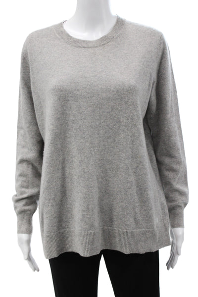 Zara Womens Pullover 100% Cashmere Crew Neck Long Sleeve Gray Size M