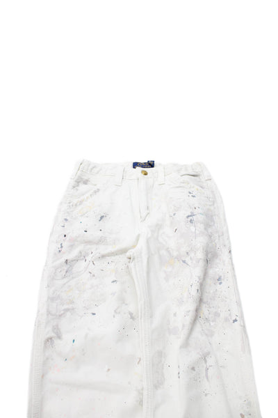 Polo Ralph Lauren Boys Zipper Fly Straight Leg Splatter Pants White Size 12