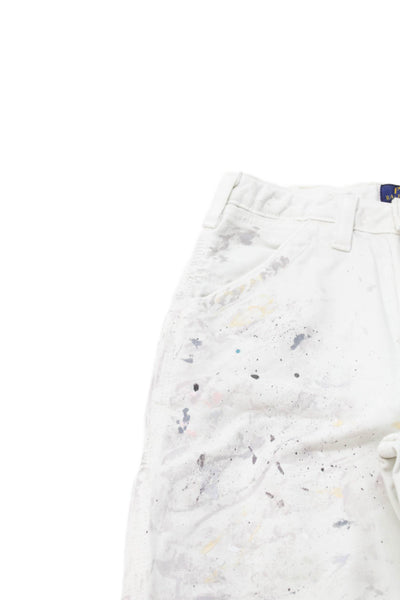Polo Ralph Lauren Boys Zipper Fly Straight Leg Splatter Pants White Size 12