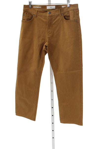 Brax Feel Good Mens Chino Pants Brown Button Cotton Blend Size 34