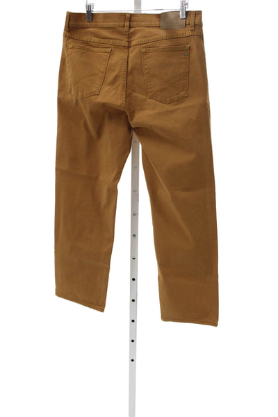Brax Feel Good Mens Chino Pants Brown Button Cotton Blend Size 34