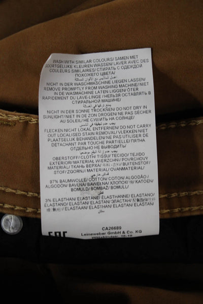 Brax Feel Good Mens Chino Pants Brown Button Cotton Blend Size 34