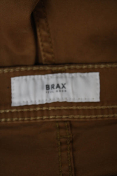 Brax Feel Good Mens Chino Pants Brown Button Cotton Blend Size 34