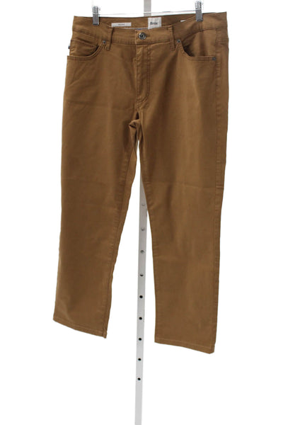 Brax Feel Good Mens Brown Chino Pants Button Closure Size 34