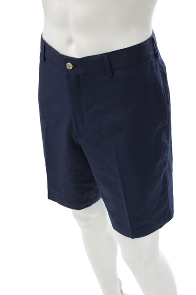 Peter Millar Mens Casual Blue Solid Shorts Button Closure Size 34