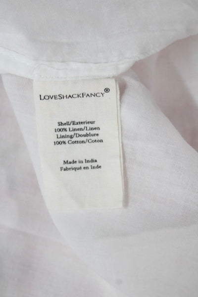 Love Shack Fancy Women Floral Linen Maxi Dress Square Neck Short Sleeve Size 8
