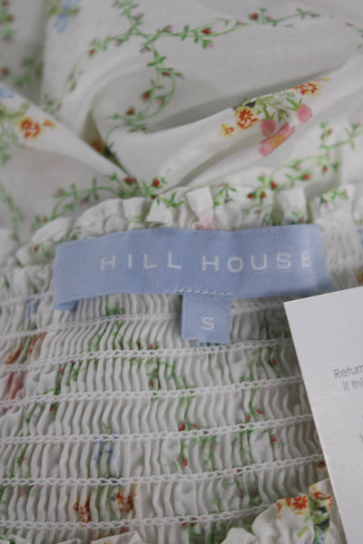 Hill House Womens Chemise Gown Long Boat Neck Floral White Short Sleeve Size S