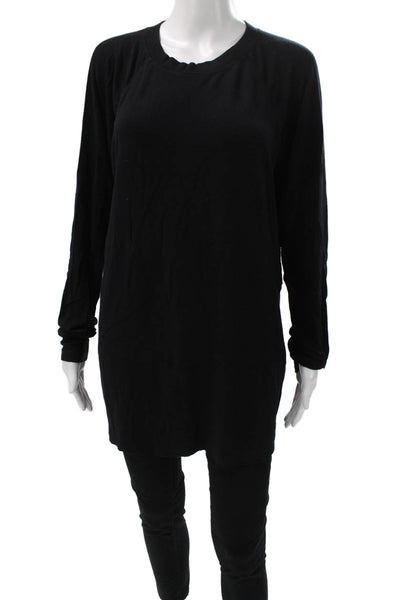 Splits59 Women Black Tunic T-Shirt Long Sleeve Modal Blend Size L