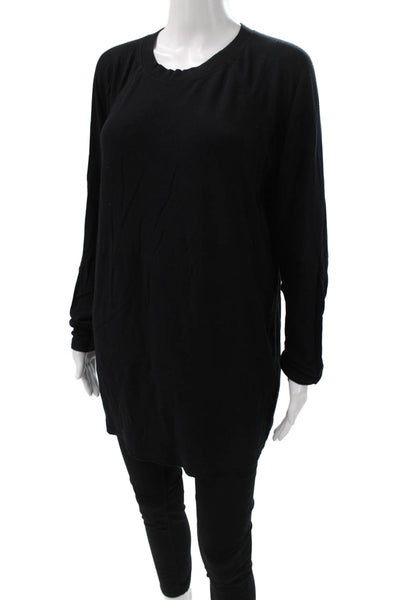 Splits59 Women Black Tunic T-Shirt Long Sleeve Modal Blend Size L