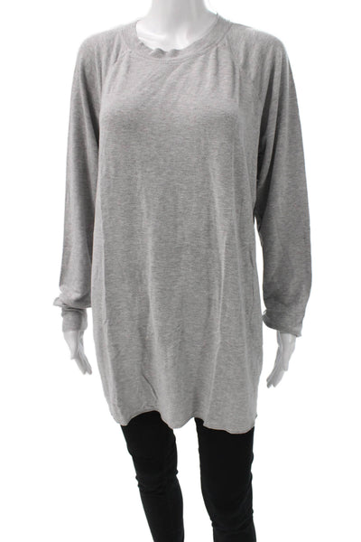 Splits59 Women Gray Modal Blend Long Sleeve Crew Neck Basic T-Shirt Size L