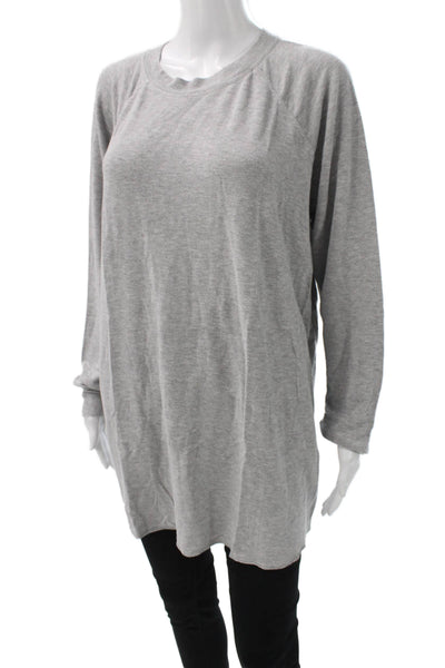 Splits59 Women Gray Modal Blend Long Sleeve Crew Neck Basic T-Shirt Size L