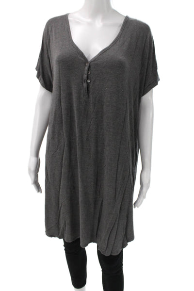 Hatch Women T-Shirt Dress Gray V-Neck Short Sleeve Maternity Size One Size