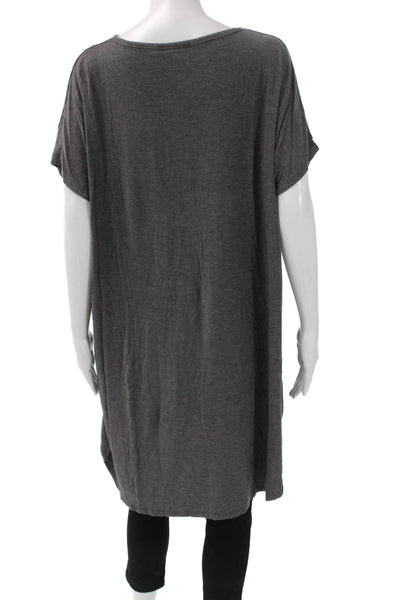 Hatch Women T-Shirt Dress Gray V-Neck Short Sleeve Maternity Size One Size