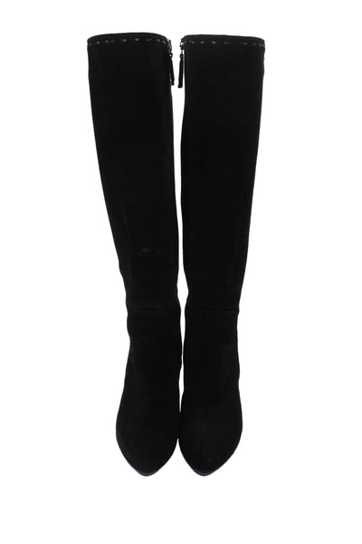Aquatalia Women's Suede Cone Heel Knee High Boots Black Size 6.5