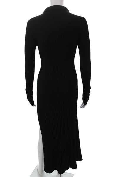 A.L.C. Women Black Merino Wool Blend Sweater Dress Mock Neck Long Sleeve Size S