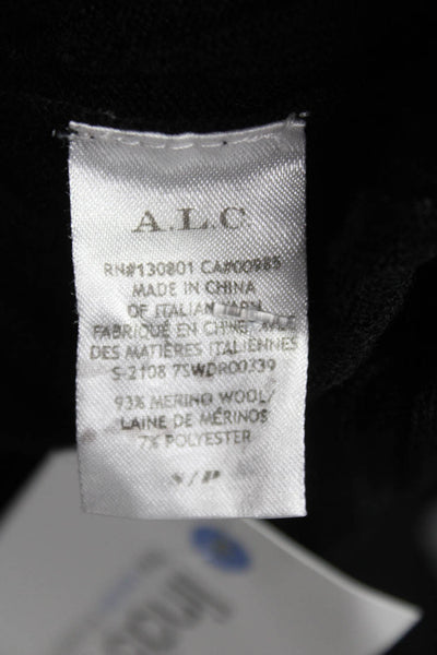 A.L.C. Women Black Merino Wool Blend Sweater Dress Mock Neck Long Sleeve Size S