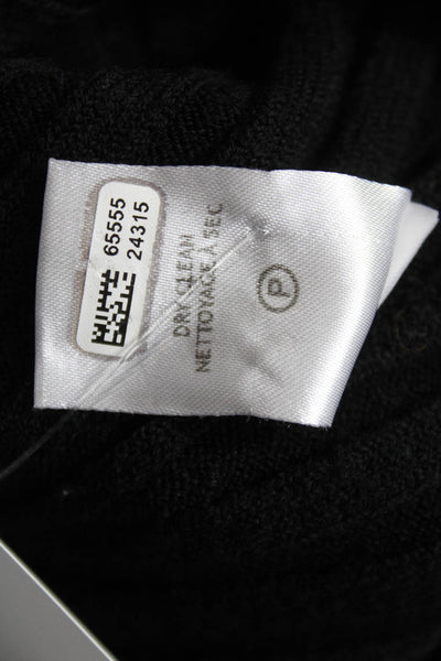 A.L.C. Women Black Merino Wool Blend Sweater Dress Mock Neck Long Sleeve Size S