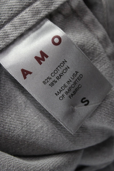 Amo Women Collared Long Sleeve Utility Jumpsuit Gray Button Size S