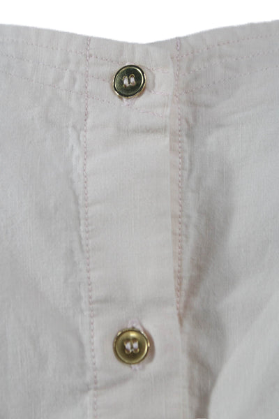 Atlantique Ascoli Womens Ivory Cotton Round Neck 3/4 Sleeve Blouse Size 1