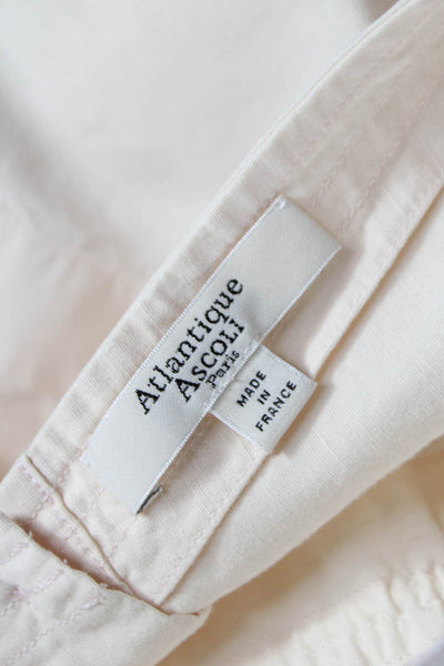 Atlantique Ascoli Womens Ivory Cotton Round Neck 3/4 Sleeve Blouse Size 1