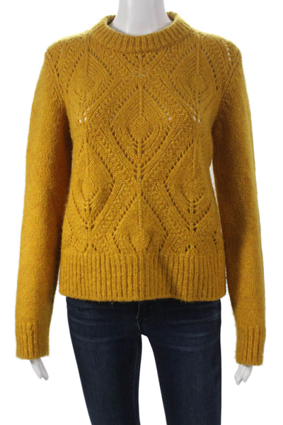 Kilte Women Pullover Yellow Geometric Crew Neck Long Sleeve Size 1
