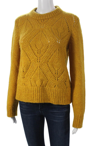 Kilte Women Pullover Yellow Geometric Crew Neck Long Sleeve Size 1