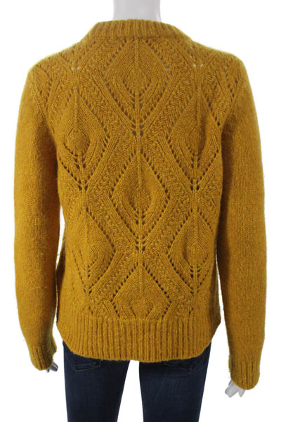 Kilte Women Pullover Yellow Geometric Crew Neck Long Sleeve Size 1