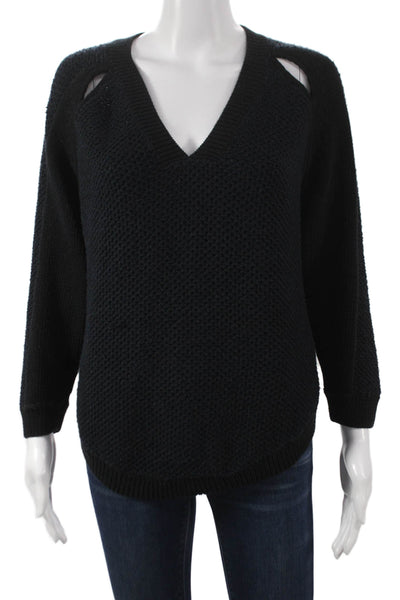 3.1 Phillip Lim Women Black V-Neck Pullover Long Sleeve Size M
