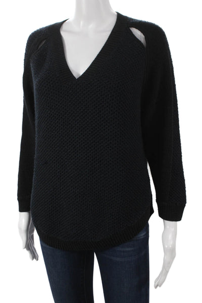 3.1 Phillip Lim Women Black V-Neck Pullover Long Sleeve Size M