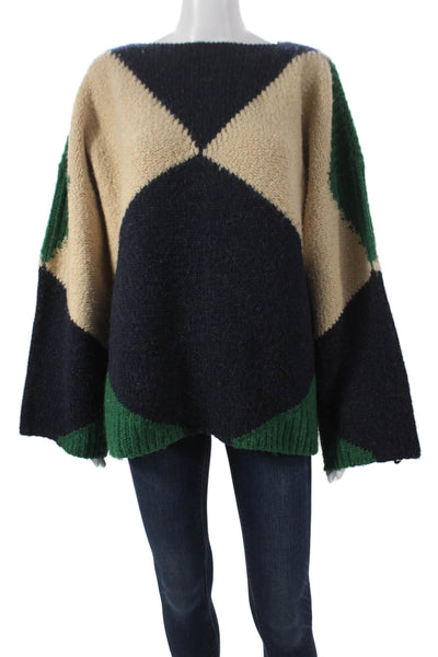 Stella McCartney Womens Multicolor Geometric Pullover Sweater Wool Size 44
