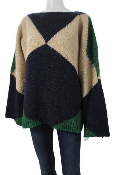 Stella McCartney Womens Multicolor Geometric Pullover Sweater Wool Size 44
