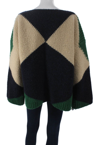 Stella McCartney Womens Multicolor Geometric Pullover Sweater Wool Size 44