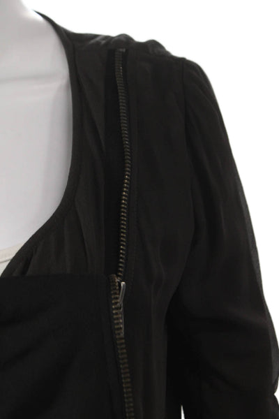A.L.C. Women Biker Silk Jacket Black Asymmetrical Zip Size S