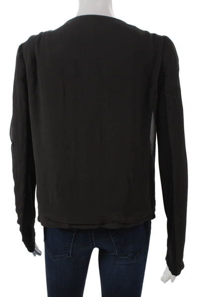 A.L.C. Women Biker Silk Jacket Black Asymmetrical Zip Size S