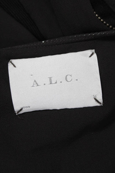 A.L.C. Women Biker Silk Jacket Black Asymmetrical Zip Size S