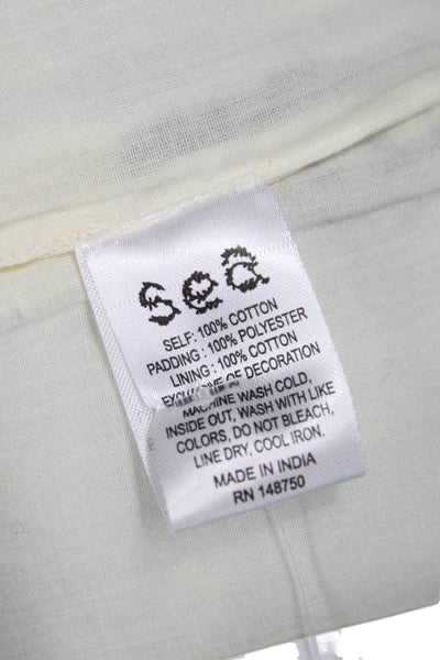 Sea New York Womens Quilted Checked Cotton Vest Ivory Sleeveless Size S
