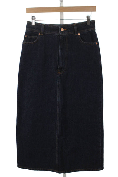 G. Womens Blue Denim Cotton Straight Pencil Skirt Button Closure Size 26