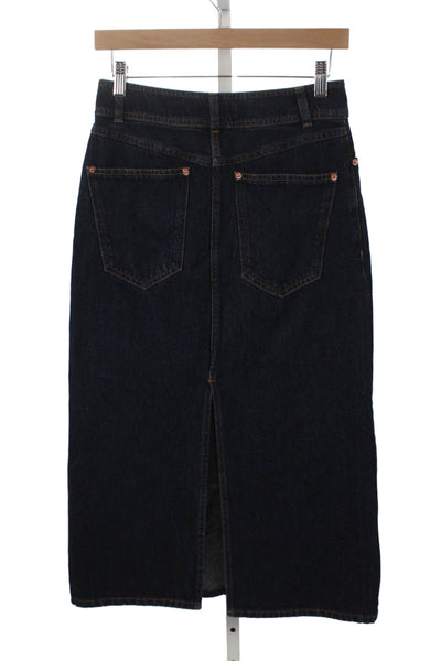 G. Womens Blue Denim Cotton Straight Pencil Skirt Button Closure Size 26